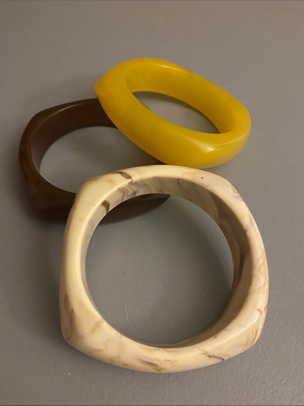 Yellow, Brown and Cream Resin Bangle Set - Women Accessories